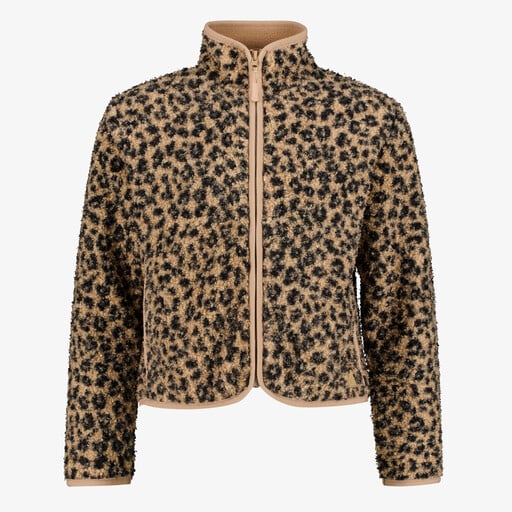 Meisjes outdoor fleece vest met panterprint