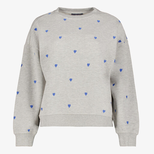 Dames trui met blauwe hartjes