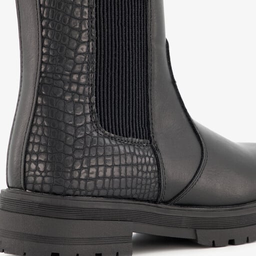 Meisjes Chelsea boots met croco dessin zwart