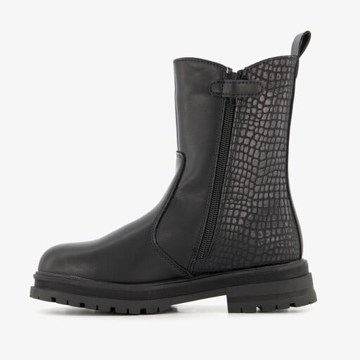 Meisjes Chelsea boots met croco dessin zwart