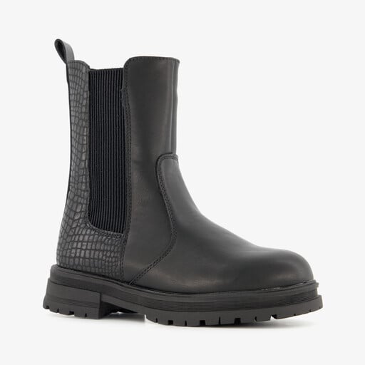 Meisjes Chelsea boots met croco dessin zwart