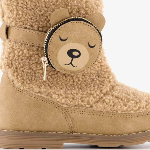 Meisjes teddy laarsjes met ritszakje bruin