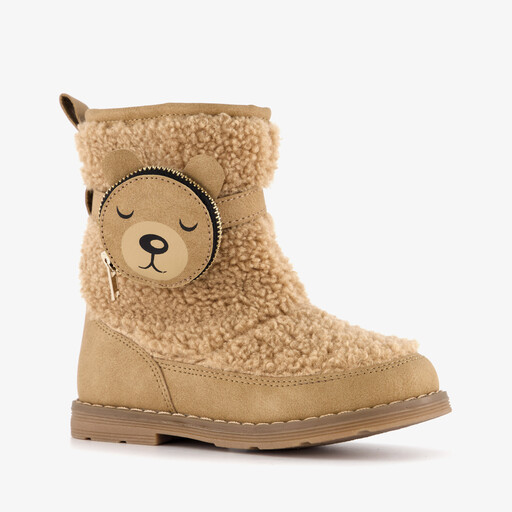 Meisjes teddy laarsjes met ritszakje bruin