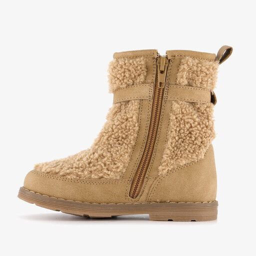 Meisjes teddy laarsjes met ritszakje bruin