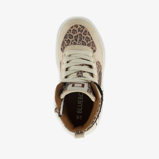 Hoge meisjes sneakers met panterprint details beige