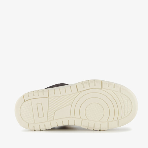 Hoge meisjes sneakers met panterprint details beige