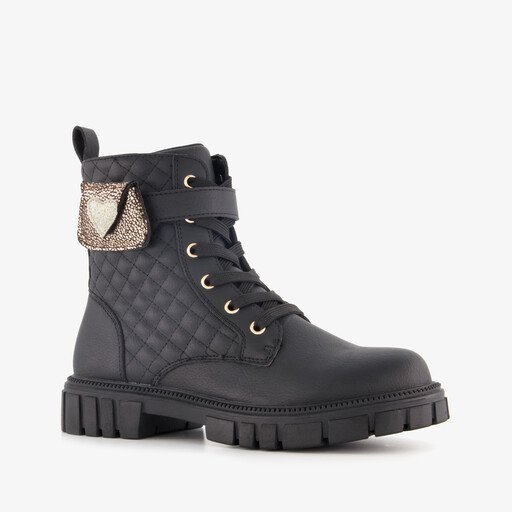 Meisjes veterboots met hartje zwart