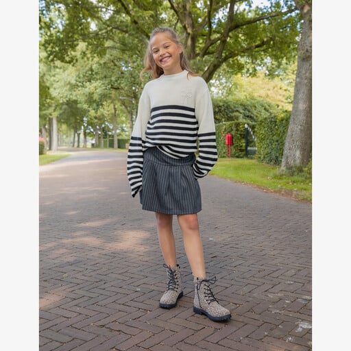 Meisjes veterboots met panterprint bruin