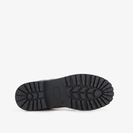Meisjes veterboots met panterprint bruin