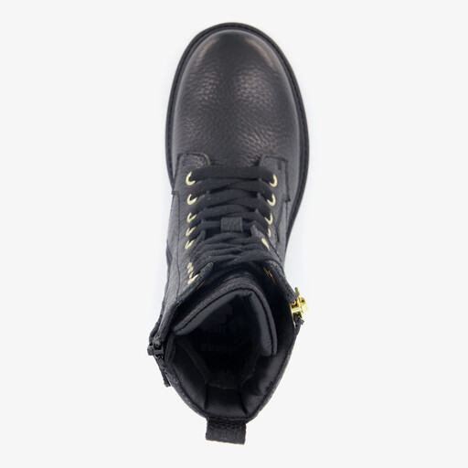 Leren meisjes veterboots zwart