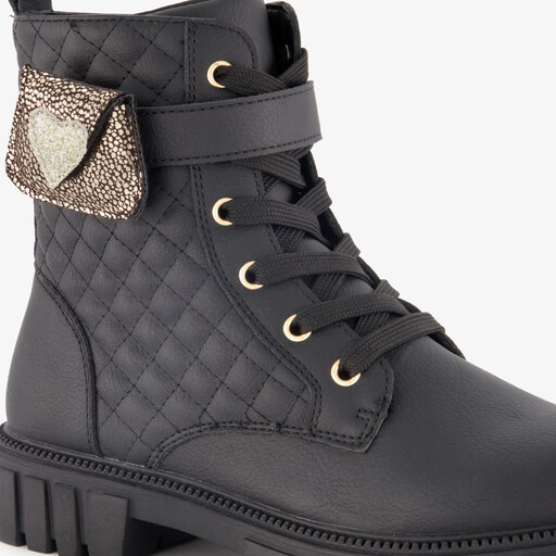 Meisjes veterboots met hartje zwart