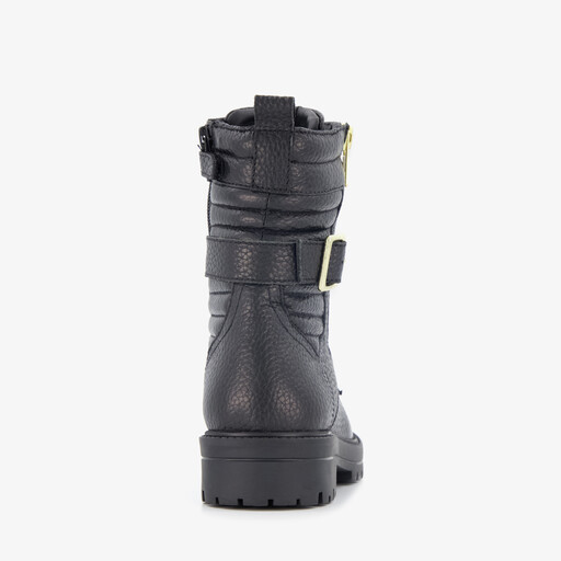 Leren meisjes veterboots zwart