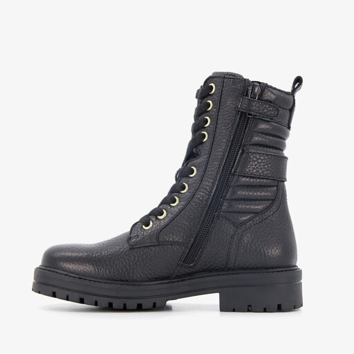 Leren meisjes veterboots zwart