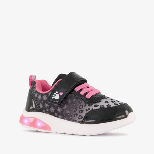 Meisjes sneakers met lichtjes zwart roze