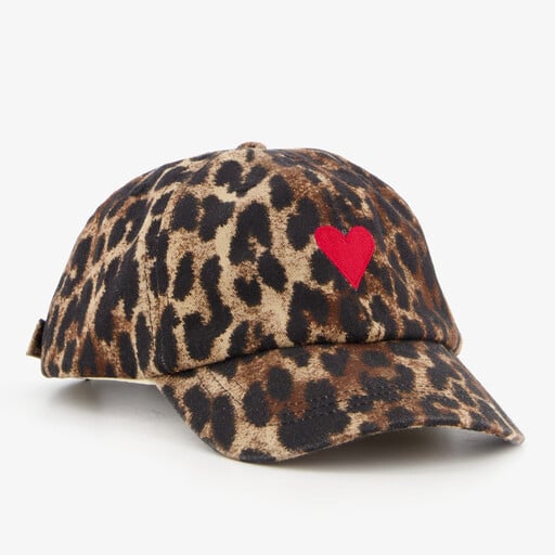 Meisjes pet met panterprint en hartje