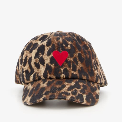 Meisjes pet met panterprint en hartje