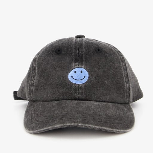 Jongens pet grijs met smiley