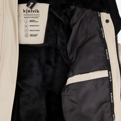 Gewatteerde dames outdoor jas beige