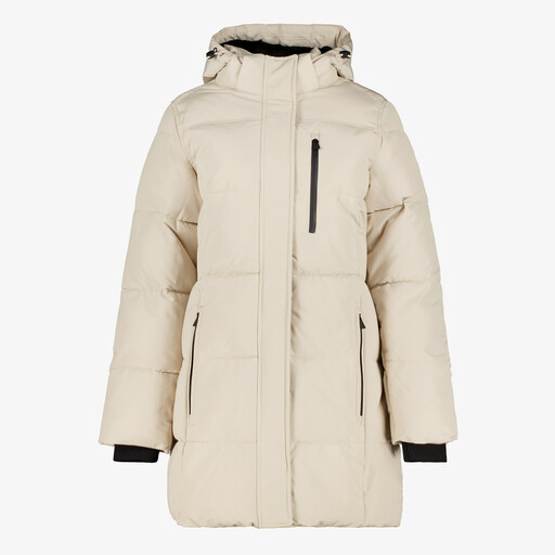 Gewatteerde dames outdoor jas beige