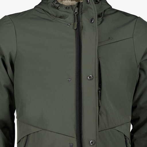 Lange gevoerde dames softshell jas groen