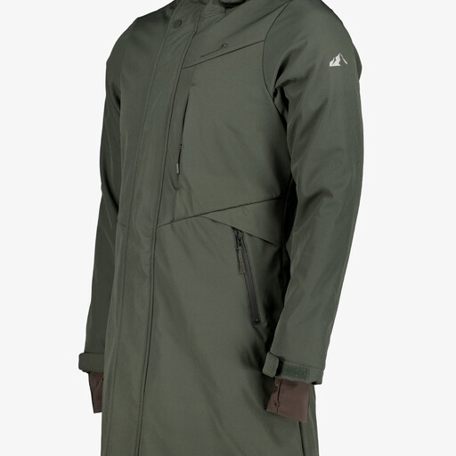 Lange gevoerde dames softshell jas groen