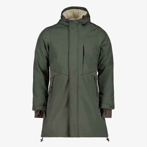 Lange gevoerde dames softshell jas groen