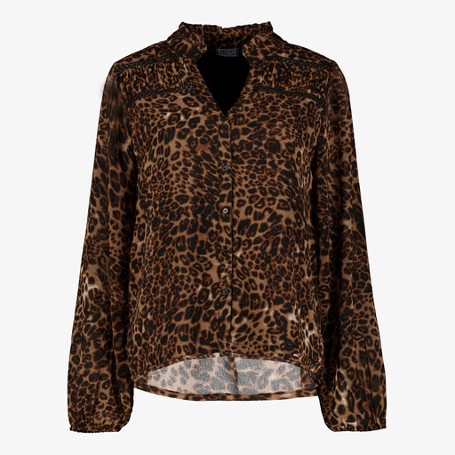 Dames blouse met panterprint bruin