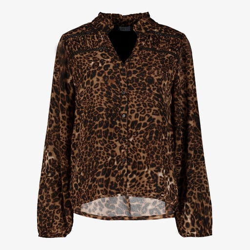 Dames blouse met panterprint bruin