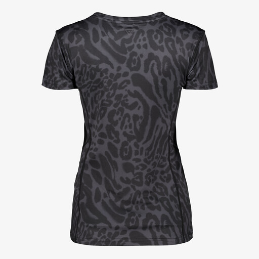 Dames sport T-shirt met panterprint zwart