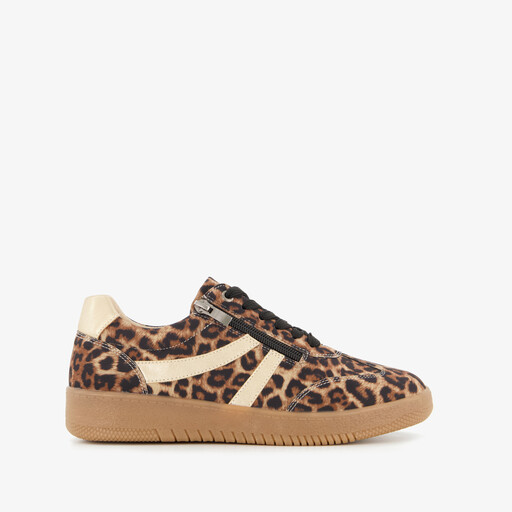 Dames sneakers met luipaardprint bruin