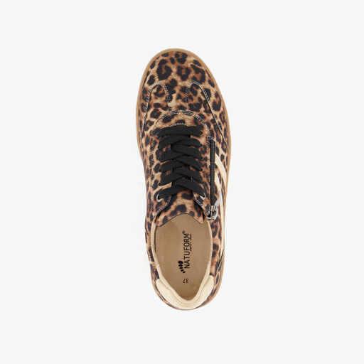 Dames sneakers met luipaardprint bruin