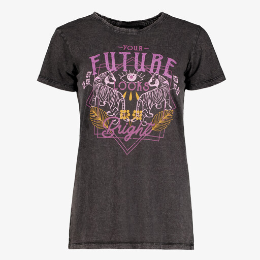 Acid dames T-shirt met opdruk zwart