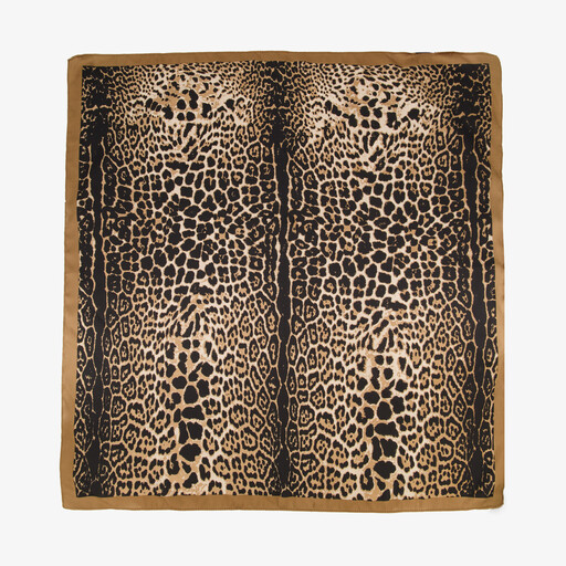 Vierkante dames sjaal met panterprint beige bruin