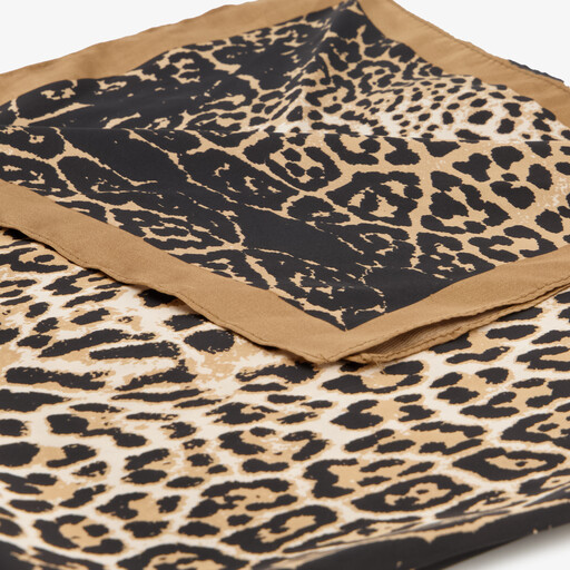 Vierkante dames sjaal met panterprint beige bruin