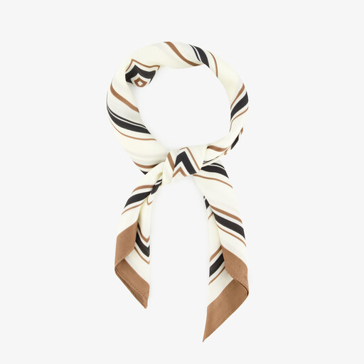 Vierkante dames sjaal met patroon wit beige