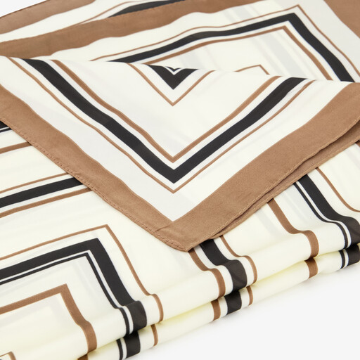 Vierkante dames sjaal met patroon wit beige