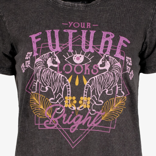 Acid dames T-shirt met opdruk zwart