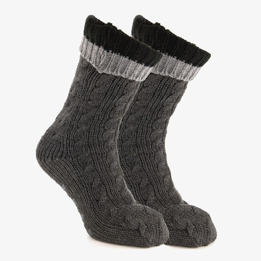 1 paar heren huissokken met antislip grijs