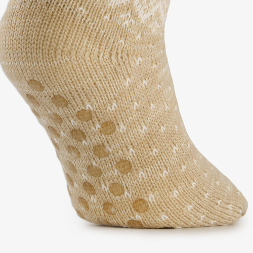 1 paar dames kerst huissokken met wijnglas beige