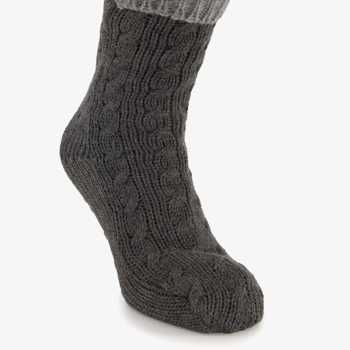 1 paar heren huissokken met antislip grijs