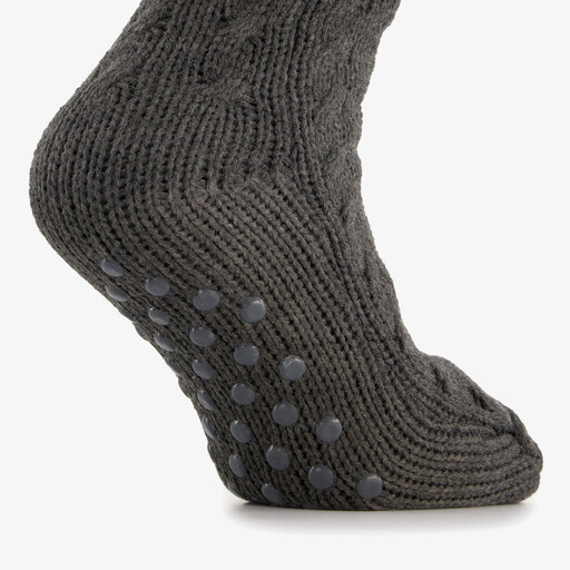 1 paar heren huissokken met antislip grijs