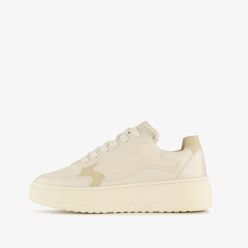 Dames sneakers met plateauzool beige