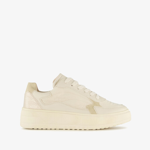 Dames sneakers met plateauzool beige