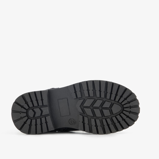 Leren meisjes biker boots met glitters zwart