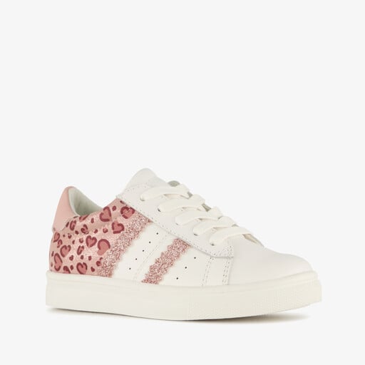 Sneakers meisjes met roze hartjes