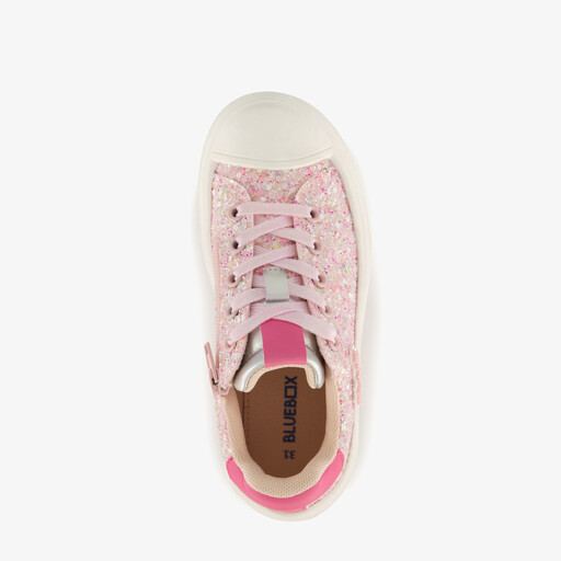 Hoge meisjes sneakers met glitters roze