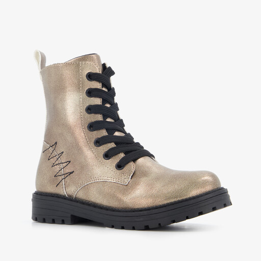 Meisjes veterboots metallic goud