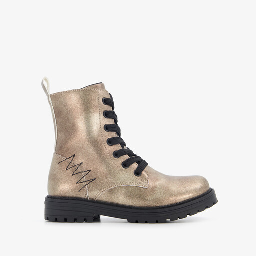 Meisjes veterboots metallic goud