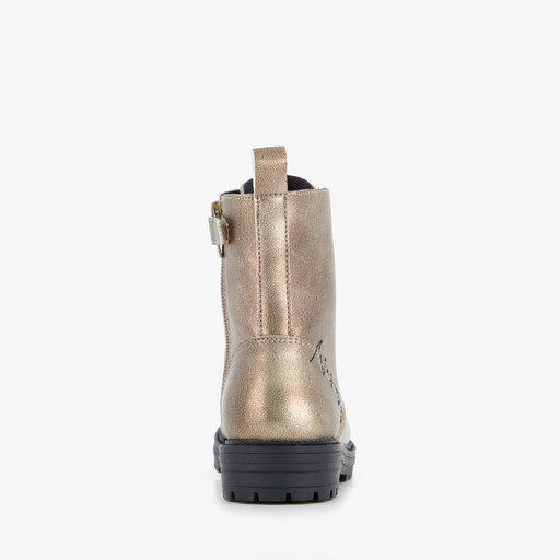 Meisjes veterboots metallic goud