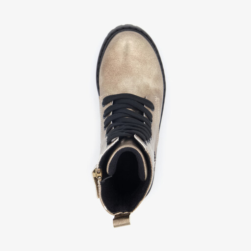 Meisjes veterboots metallic goud